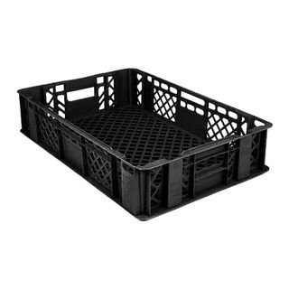 Agricultural Vented Stackable Black Crate600 x 400 x 128mm Agricultural Vented Stackable Black Crate600 x 400 x 128mm